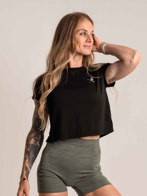 WOMEN'S | ENCORE CROP TEE : BLACK