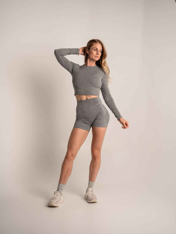 WOMEN'S | DEBUT CROP LONG SLEEVE : GRAY