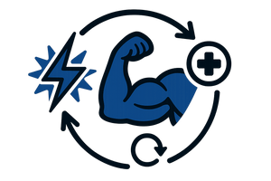 Pre to Post Workout Coverage Icon - Detailed Version