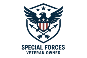 special forces veteran owned icon with American flag