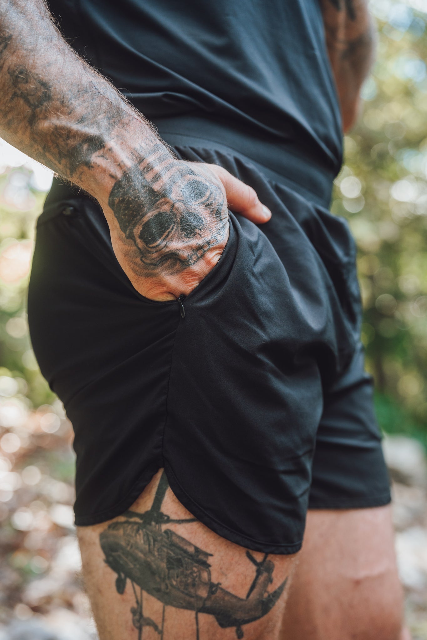 Zip side pocket open on the Hybrid Short