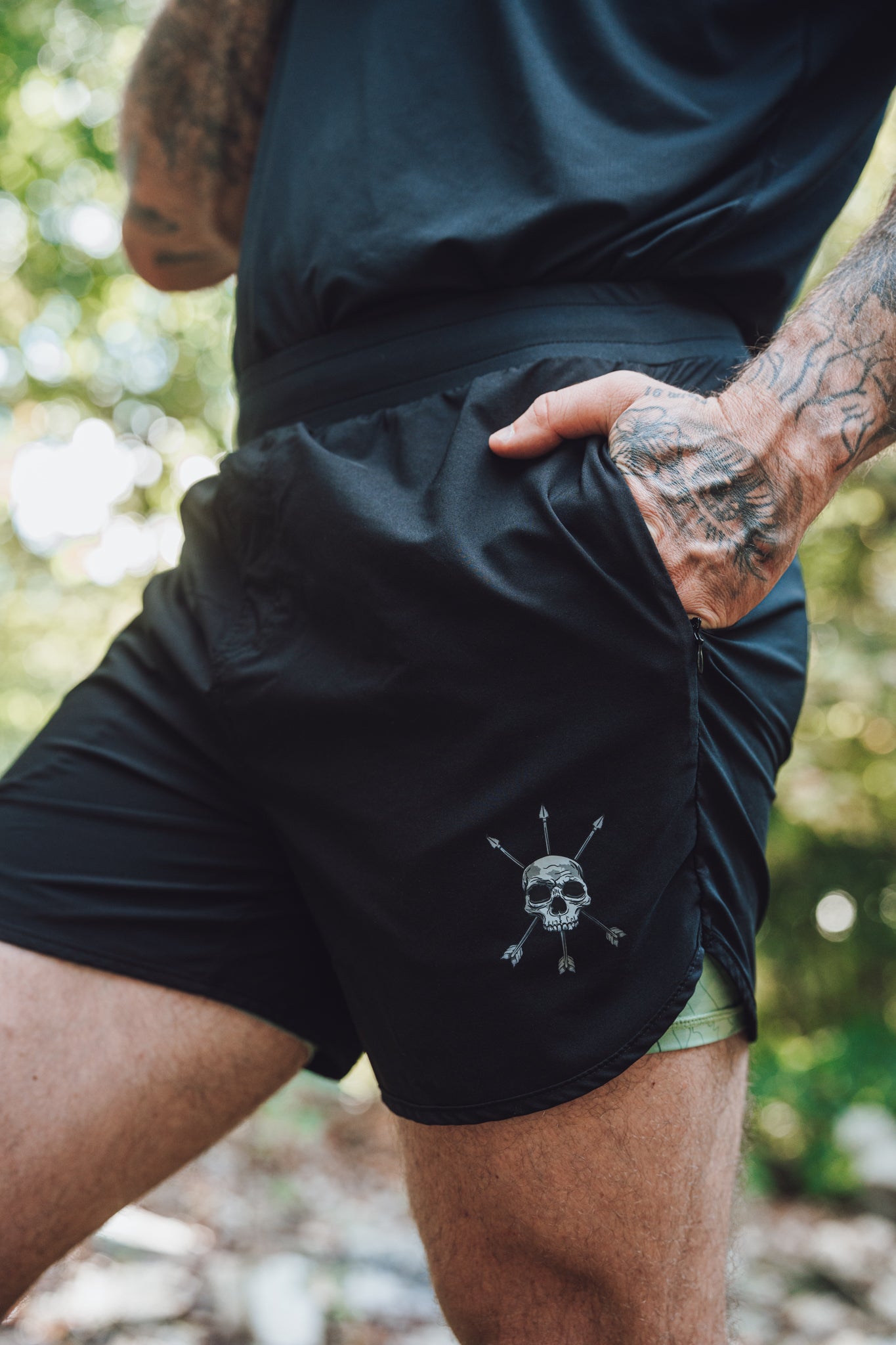 Hybrid Short in Black with the mark