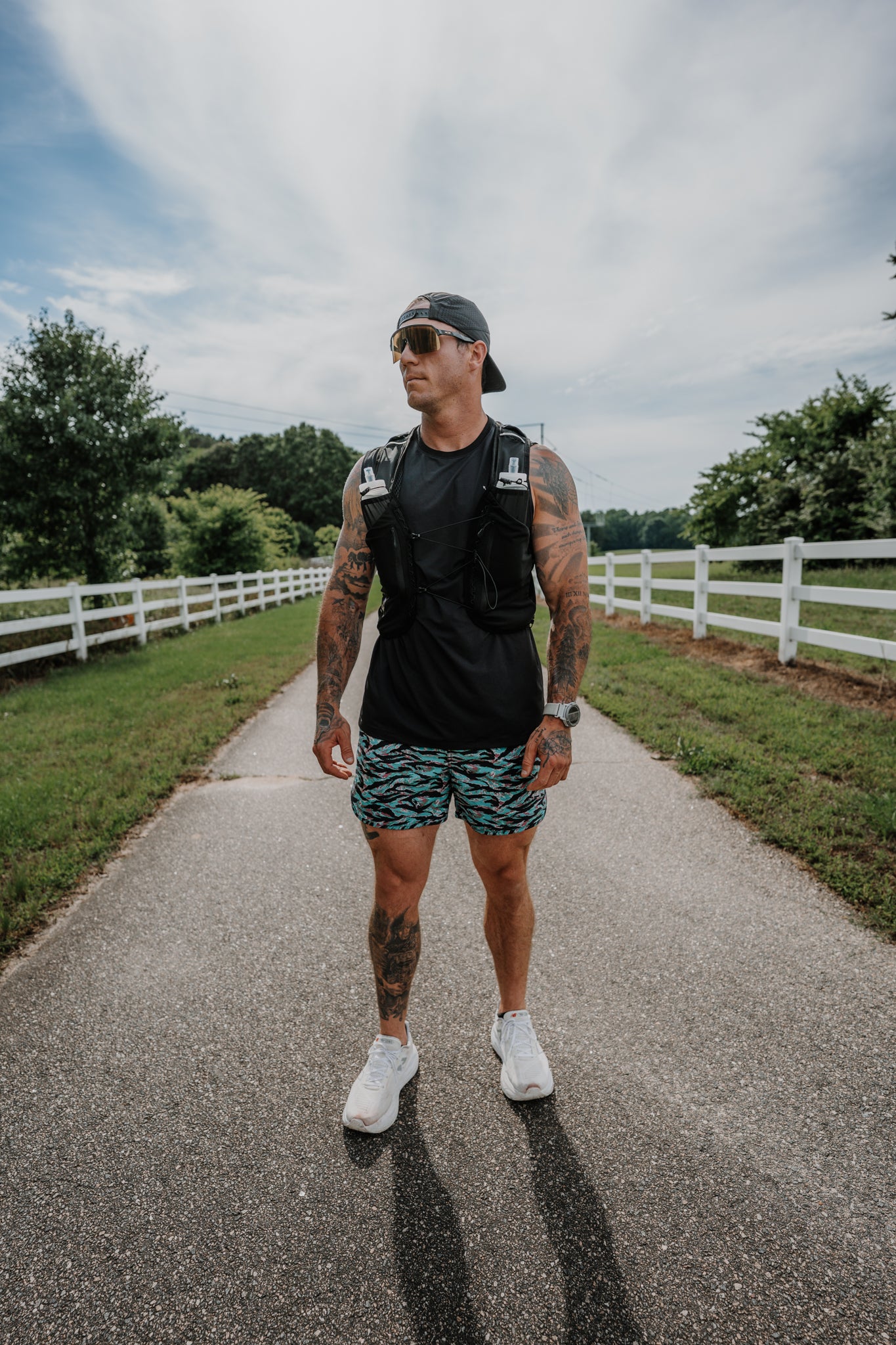 Vest on at the trailhead before the run