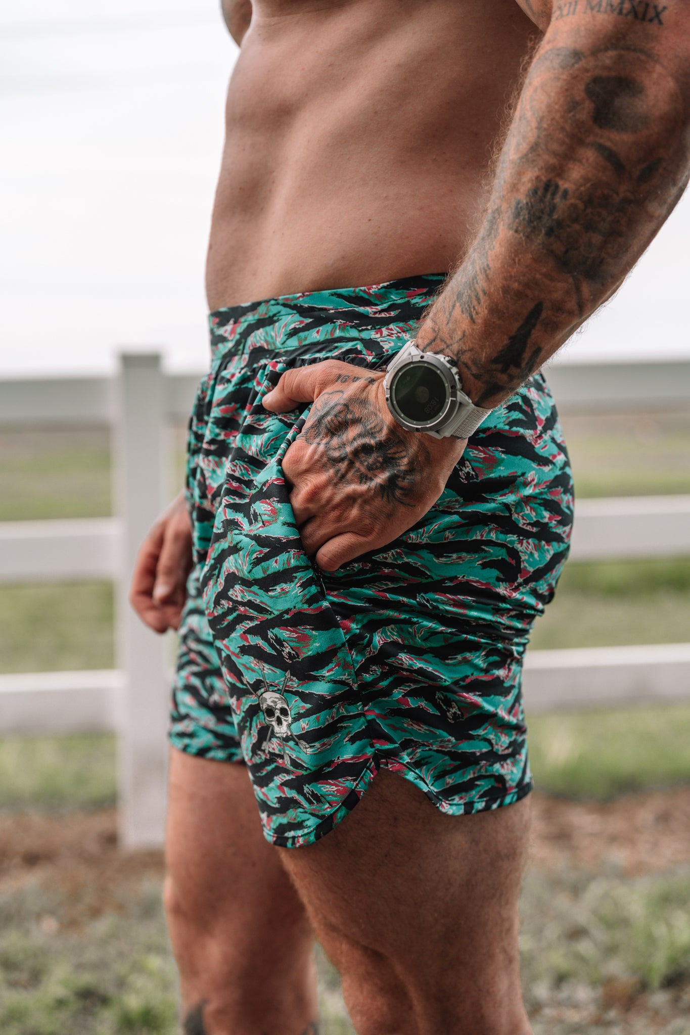 Hand in the zip side pocket