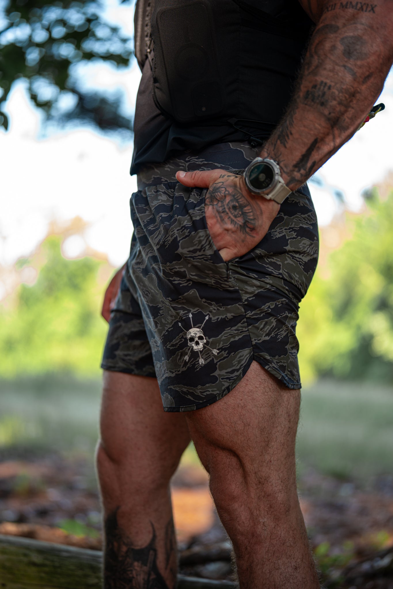 Hand in the zip side pocket at golden hour