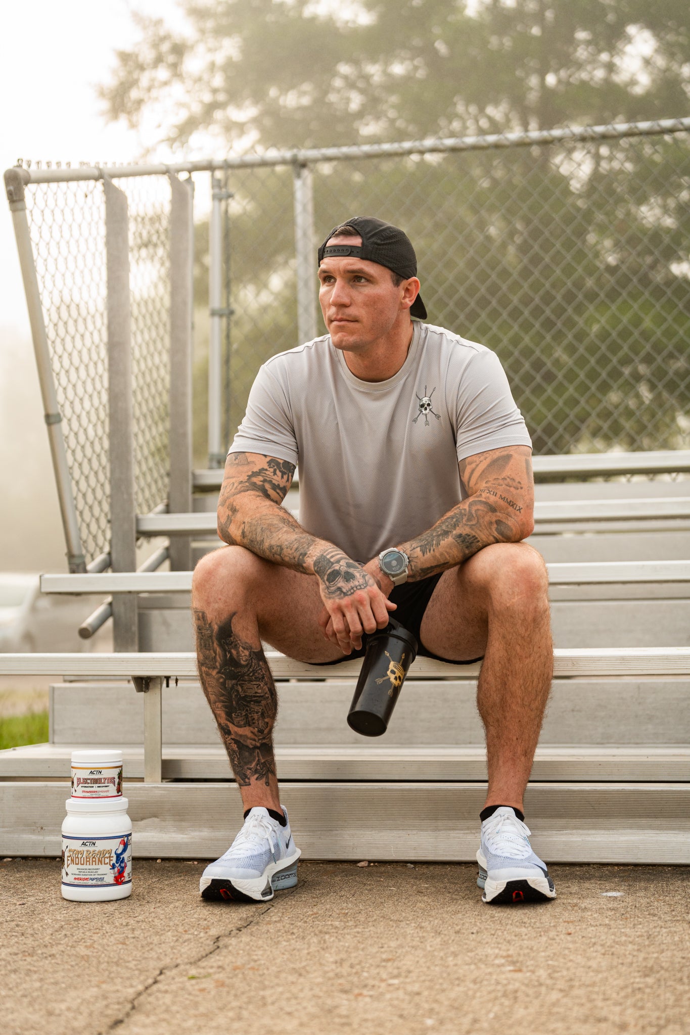 Sat on the bleachers after the session in the Ascend Tee
