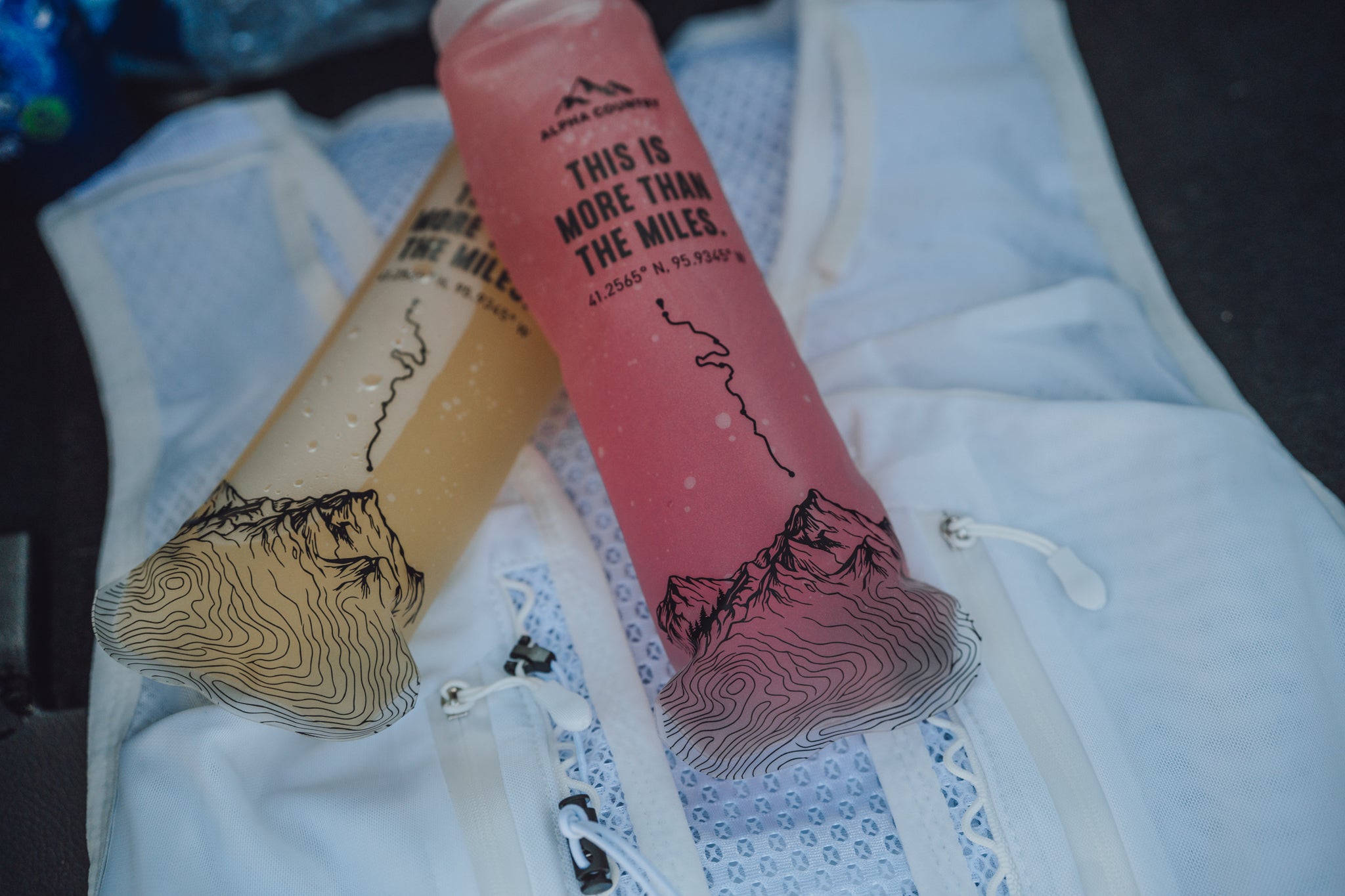 Both 500mL soft flasks on the vest