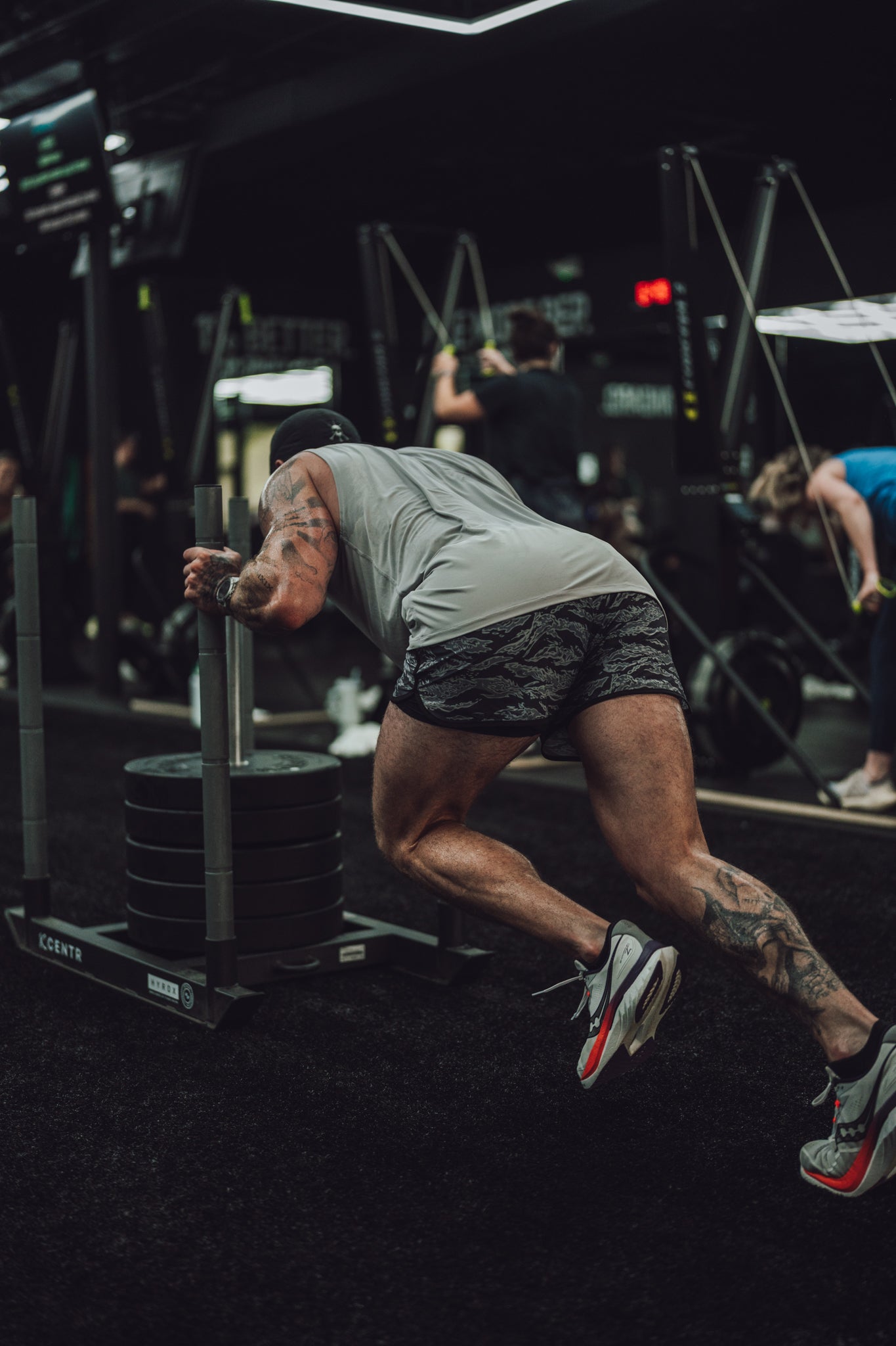 Sled sprint in the gym