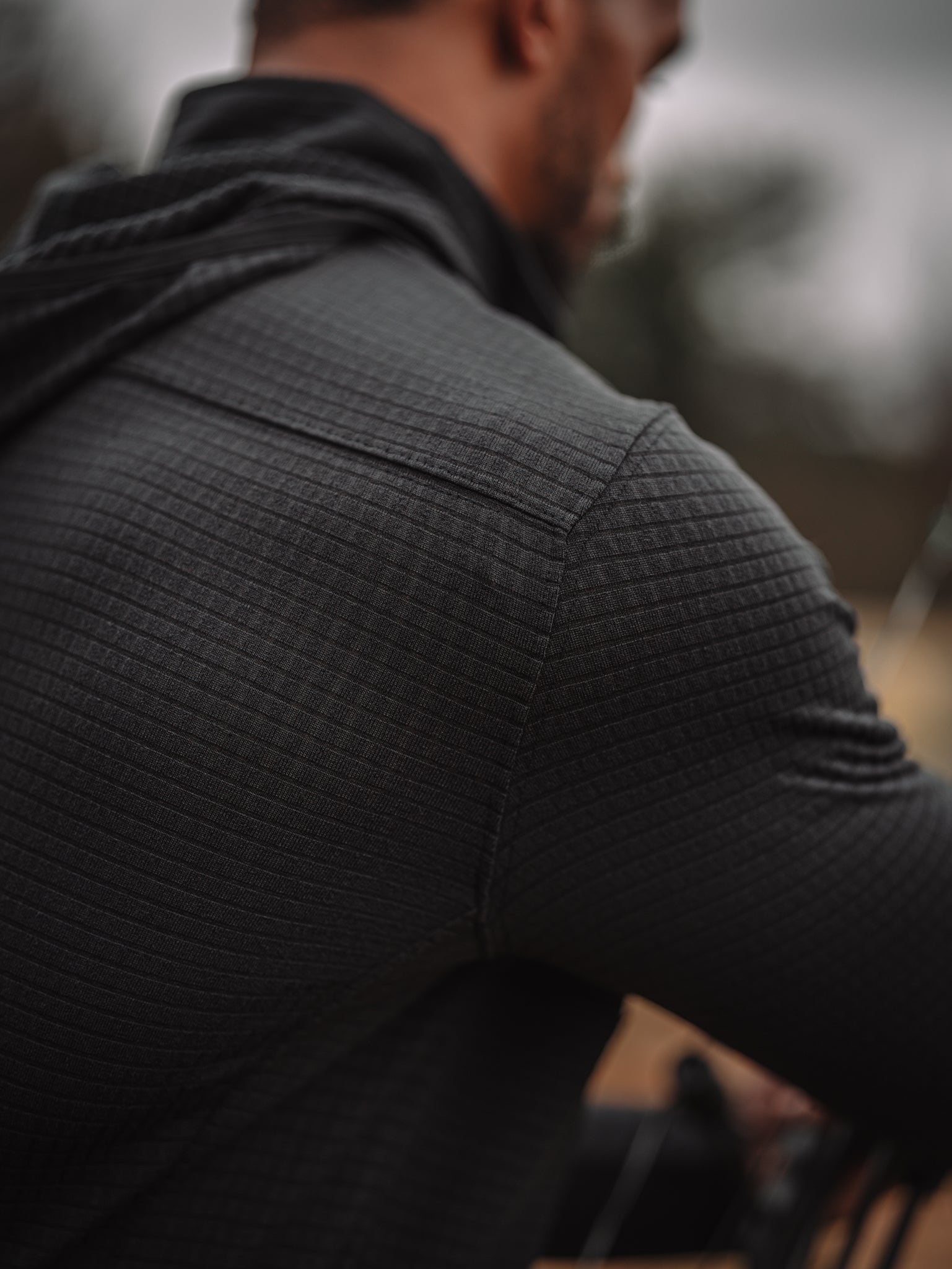 The shoulder seam on the Waffle Hoodie