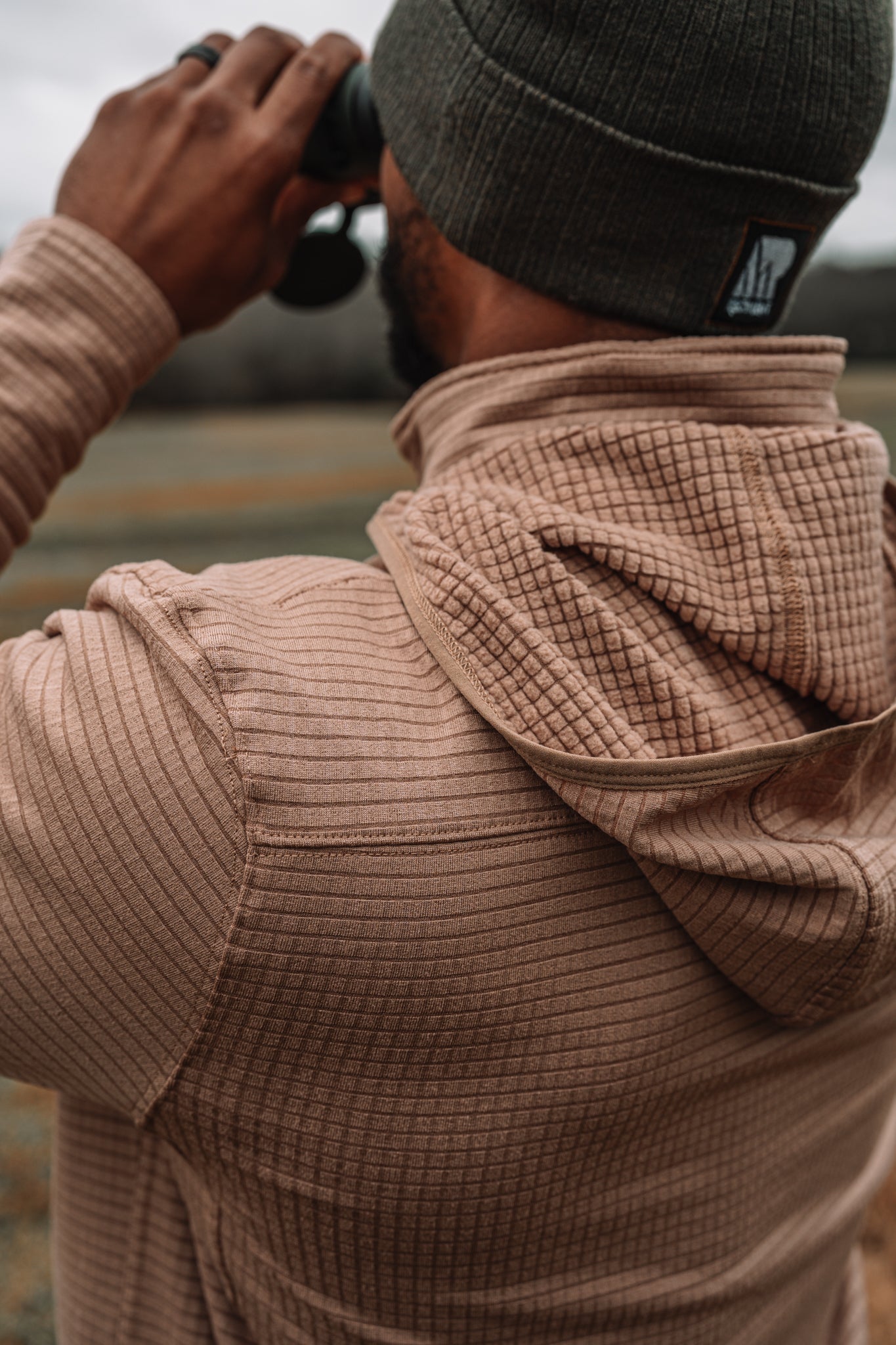 The waffle knit across the hood