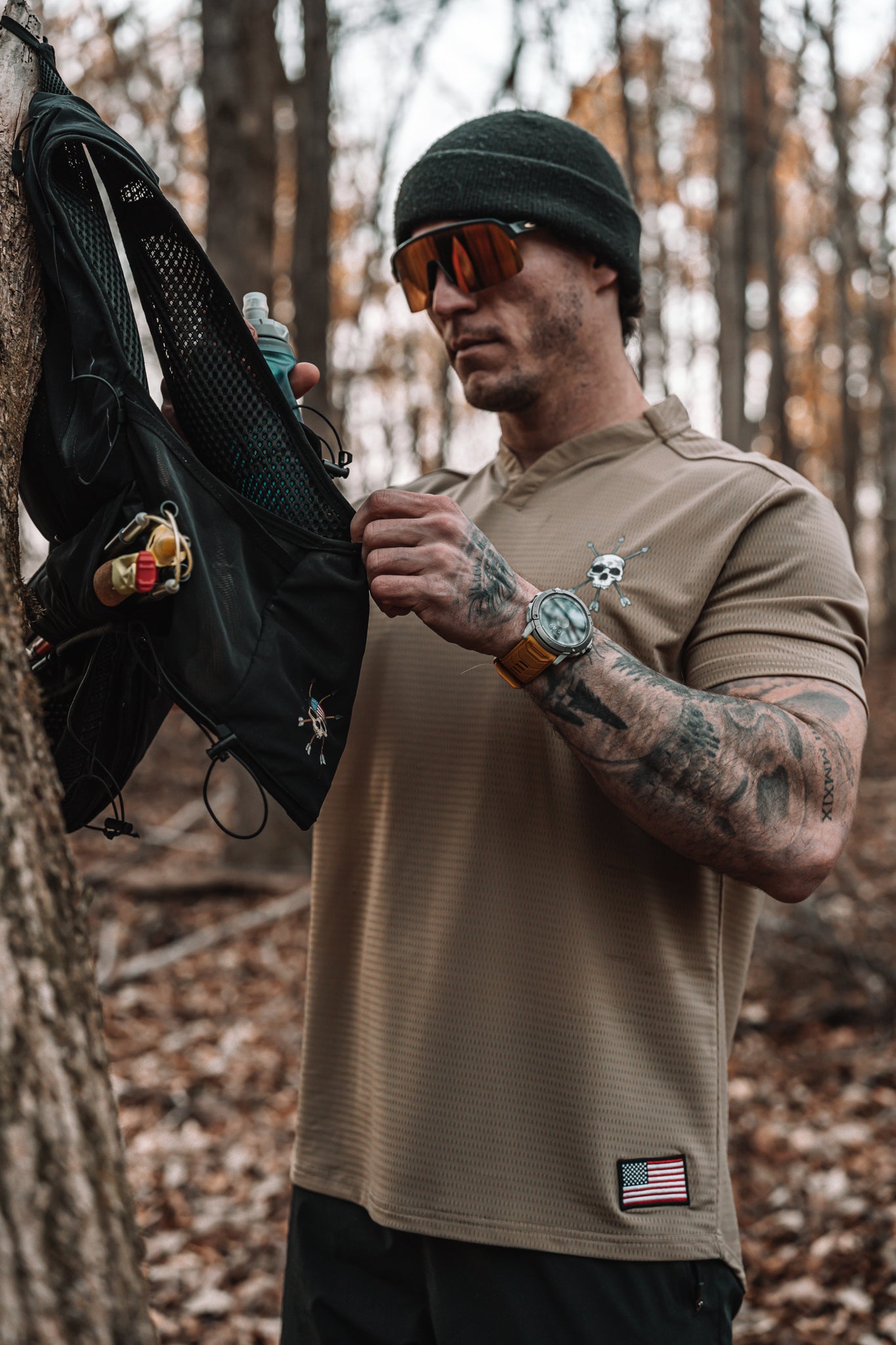 The mark on the Ultra X Tee under a running vest