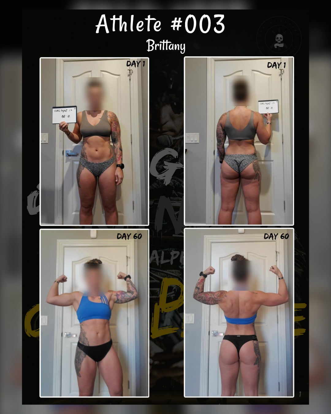 Brittany, day 1 and day 60 progress photos