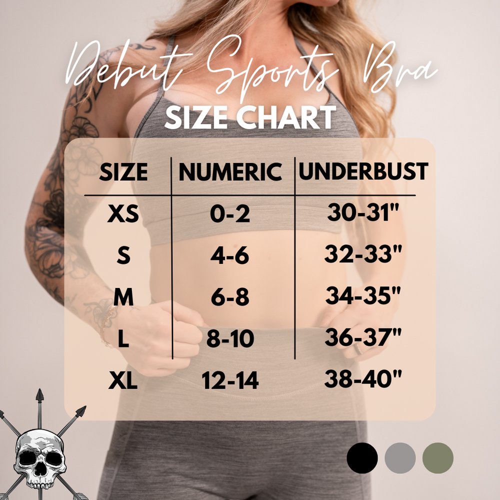 DEBUT SPORTS BRA size chart