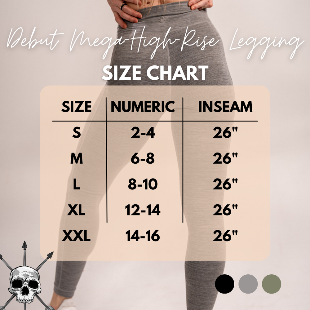 DEBUT MEGA-HIGH-RISE LEGGING size chart