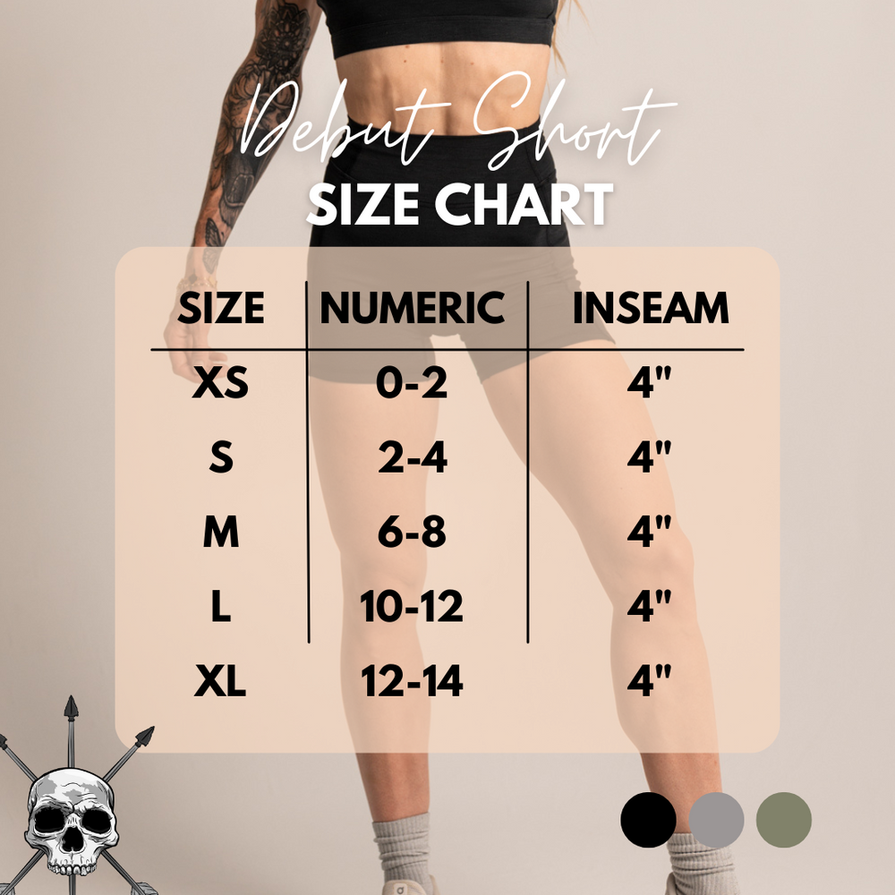 DEBUT 4-INCH SHORT size chart