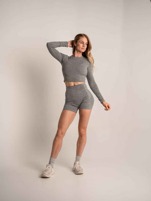 WOMEN'S | DEBUT CROP LONG SLEEVE : GRAY