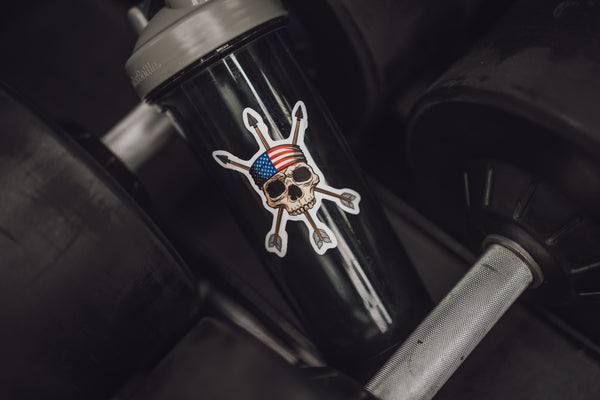 Vinyl Sticker : American Flag Skull & Arrows