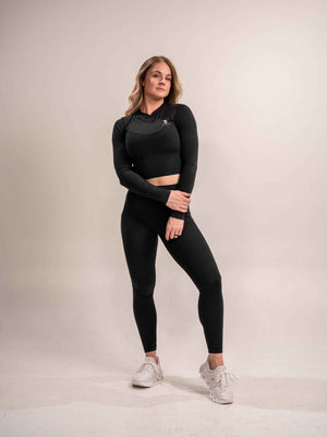 WOMEN'S | DEBUT CROP LONG SLEEVE : BLACK - Alpha Country Training + Nutrition
