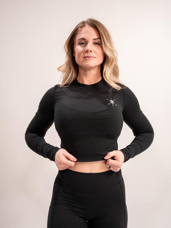 WOMEN'S | DEBUT CROP LONG SLEEVE : BLACK